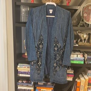 Chico's Blue Embroidered Jacket